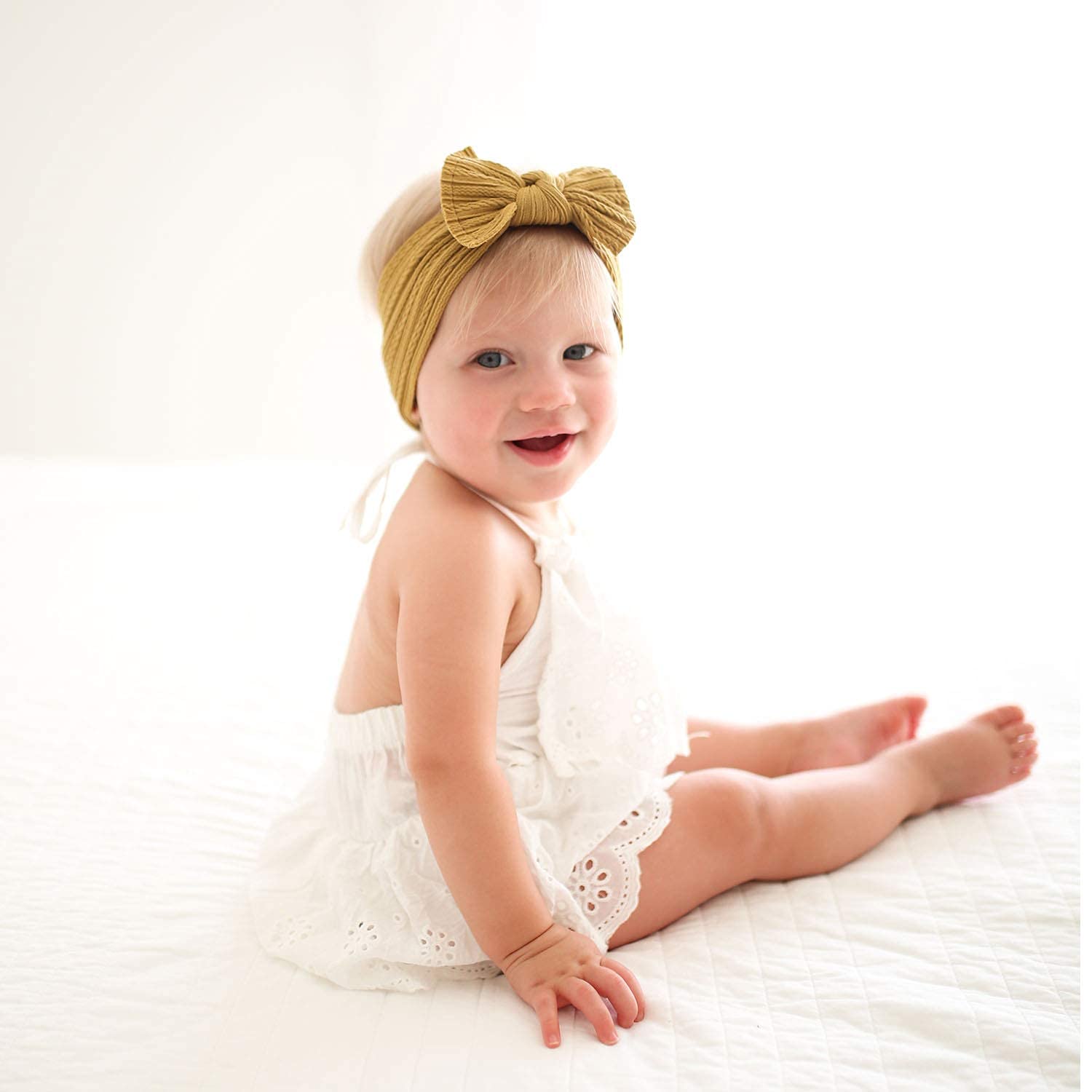 Niceye Handmade Baby Headbands Stretchy Nylon Headband with Bows for Infant Baby Toddler Girls- Pack of 10 - Image 3